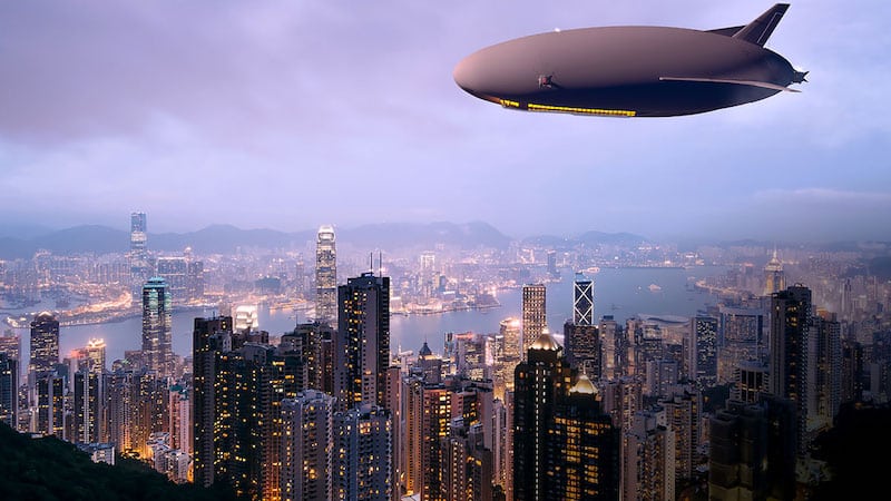 Sterowiec Airlander nad Hongkongiem