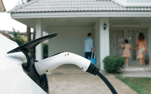 Ładowanie samochodu elektrycznego w domu.